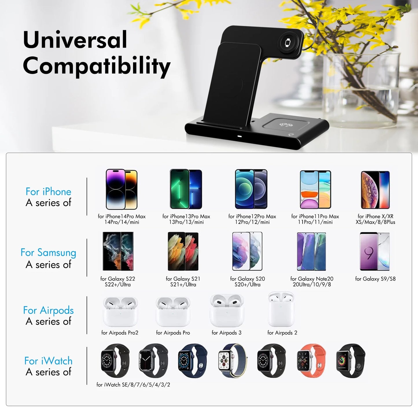 📱Appleユーザー向け 3in1ワイヤレス充電器|iPhone・Apple Watch・AirPods 同時充電対応|折りたたみ式・急速充電スタンド(iPhone 16/15/14/13/12/11 Pro Max・Apple Watch・AirPods 3/2/Pro対応)