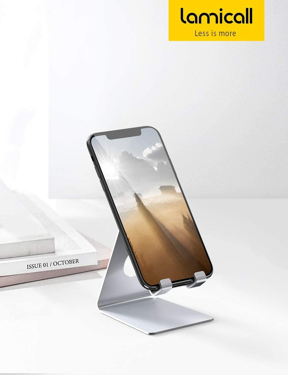 スマホスタンド 卓上ホルダー|iPhone・Android対応 充電しながら使えるデスクスタンド|オフィス・在宅ワークに最適(シルバー)
