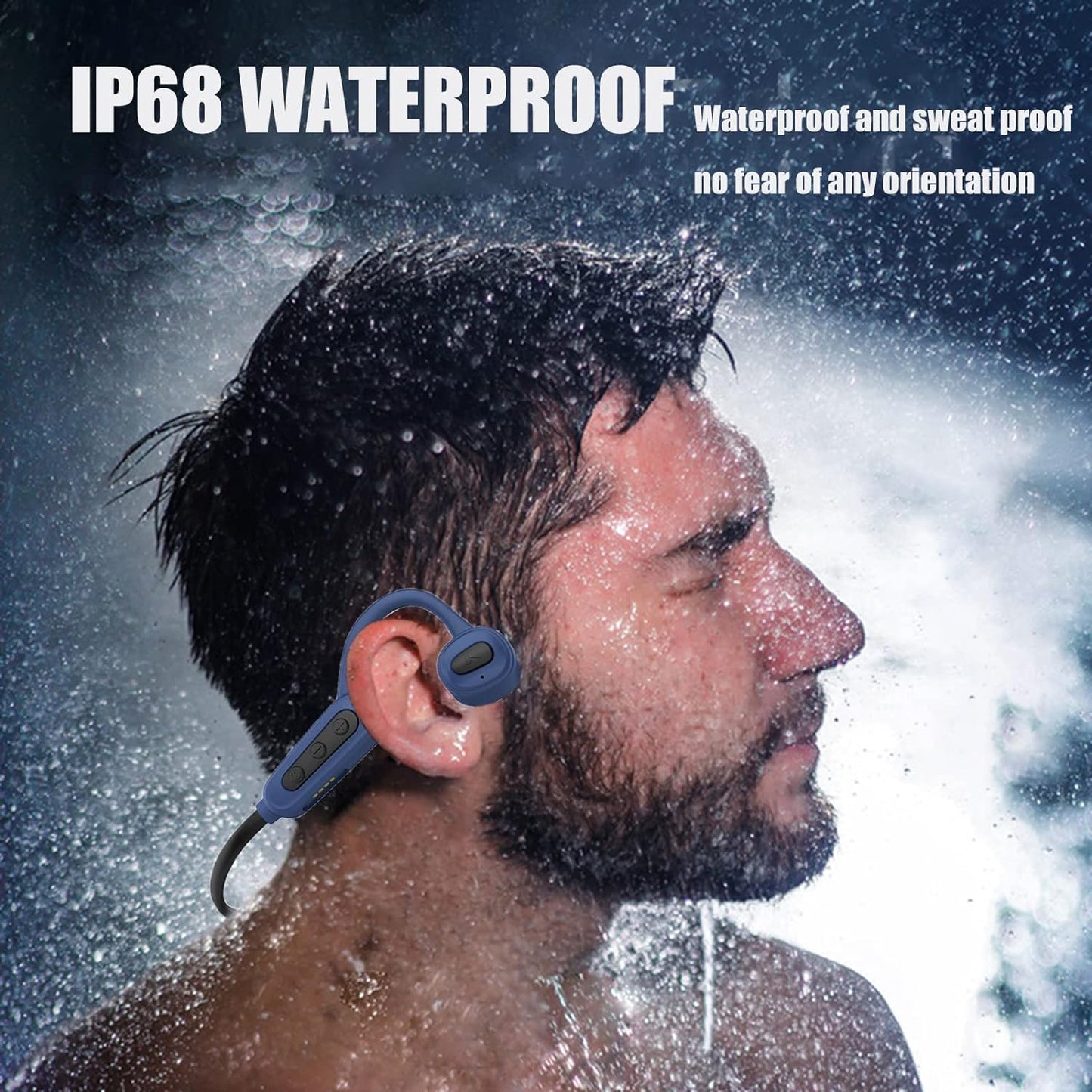 🎧【水中でも音楽を】 スイミング用 骨伝導イヤホン|IPX8防水 Bluetooth ワイヤレス|オープンイヤー型・内蔵メモリ32GB搭載(ブラック)