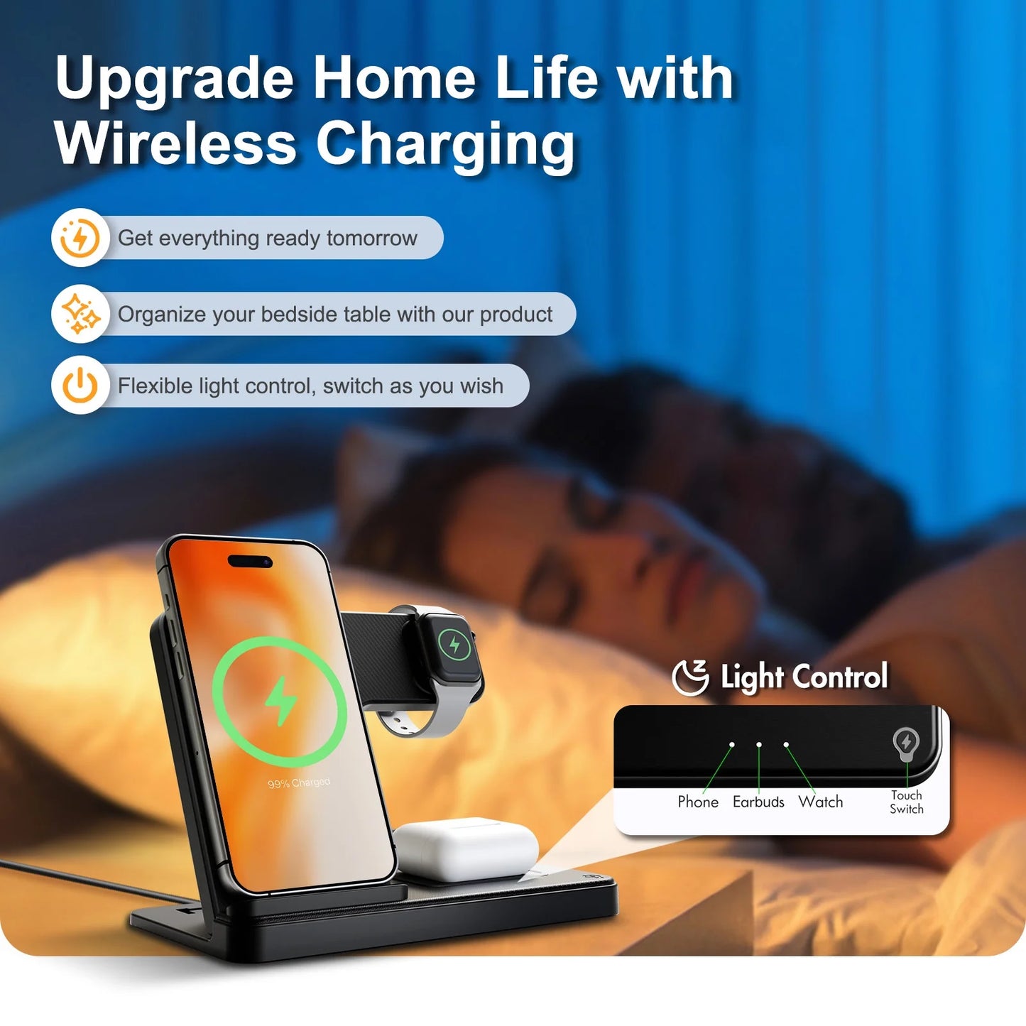 📱Appleユーザー向け 3in1ワイヤレス充電器|iPhone・Apple Watch・AirPods 同時充電対応|折りたたみ式・急速充電スタンド(iPhone 16/15/14/13/12/11 Pro Max・Apple Watch・AirPods 3/2/Pro対応)