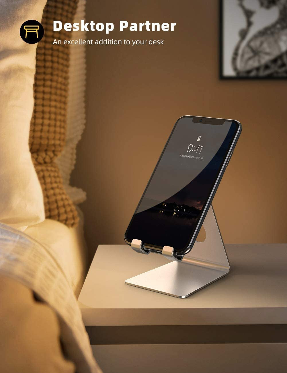 スマホスタンド 卓上ホルダー|iPhone・Android対応 充電しながら使えるデスクスタンド|オフィス・在宅ワークに最適(シルバー)
