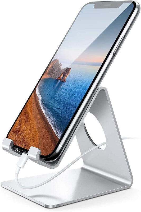 スマホスタンド 卓上ホルダー｜iPhone・Android対応 充電しながら使えるデスクスタンド｜オフィス・在宅ワークに最適（シルバー）